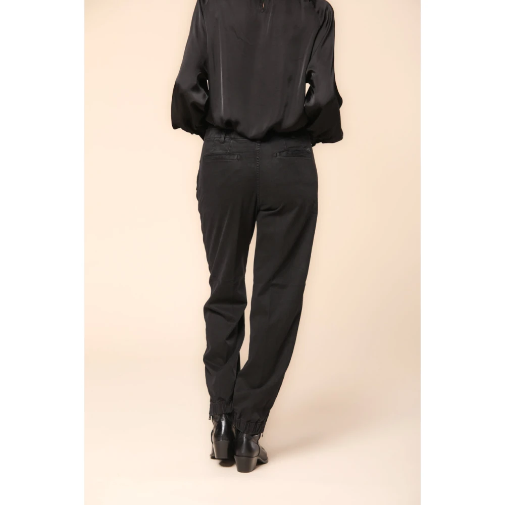 Mason's Curvy Cargo Broek in Stretch Satijn Black Dames