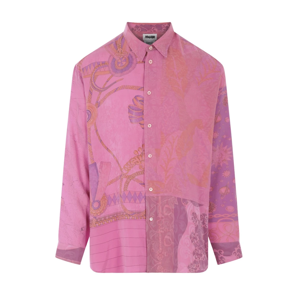 Magliano Zijden Jacquard Grafische Print Shirt Pink Heren
