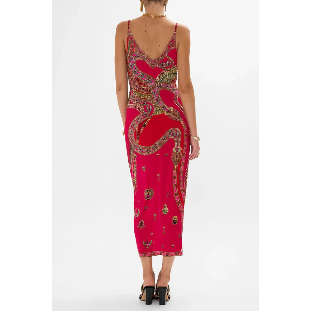 Camilla Jurk met Twist Front en Spaghettibandjes Cobra Kus Red Dames