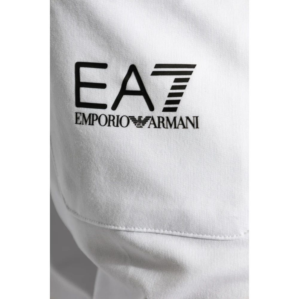 Emporio Armani EA7 Sweatpants met logo White Heren