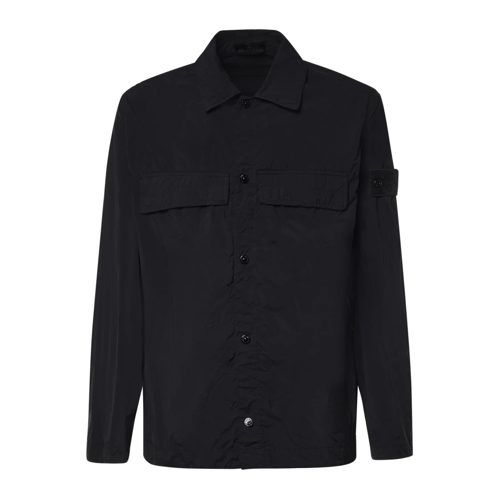 Stone Island , Light Jackets, Male, Black, L, Ghost Overshirt