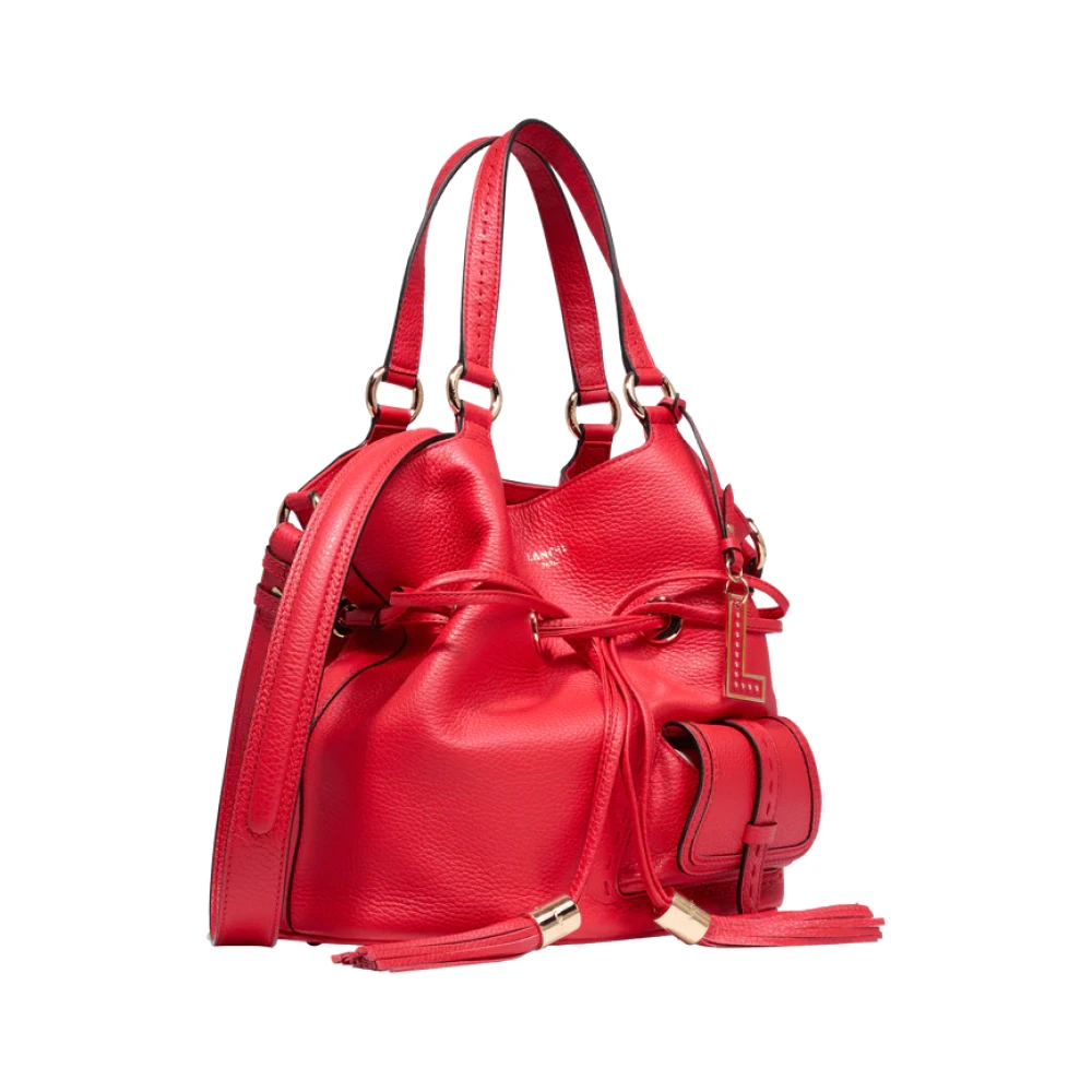 Lancel 1Er Flirt Rode Leren Bucket Tas Red Dames