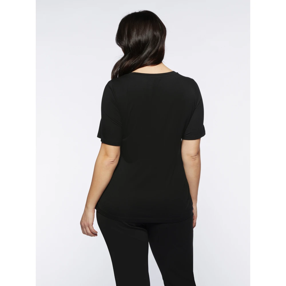 Fiorella Rubino Satin en Jersey T-shirt Black Dames