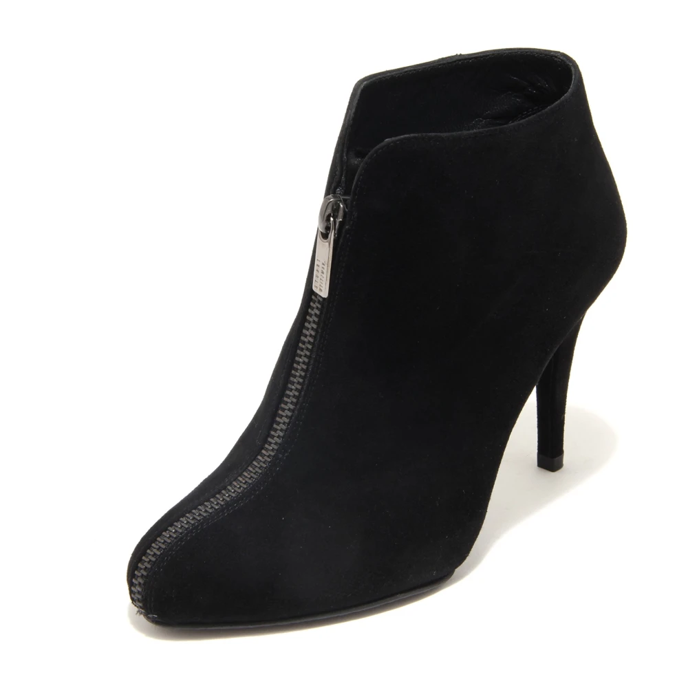 Stuart Weitzman Women's Black Zipper Ankle Boots With 10Cm Heel