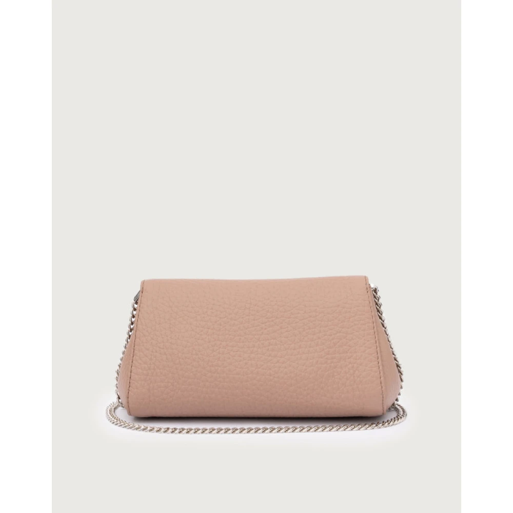 Orciani Zachte Gehamerde Leren Clutch Tas Beige Dames