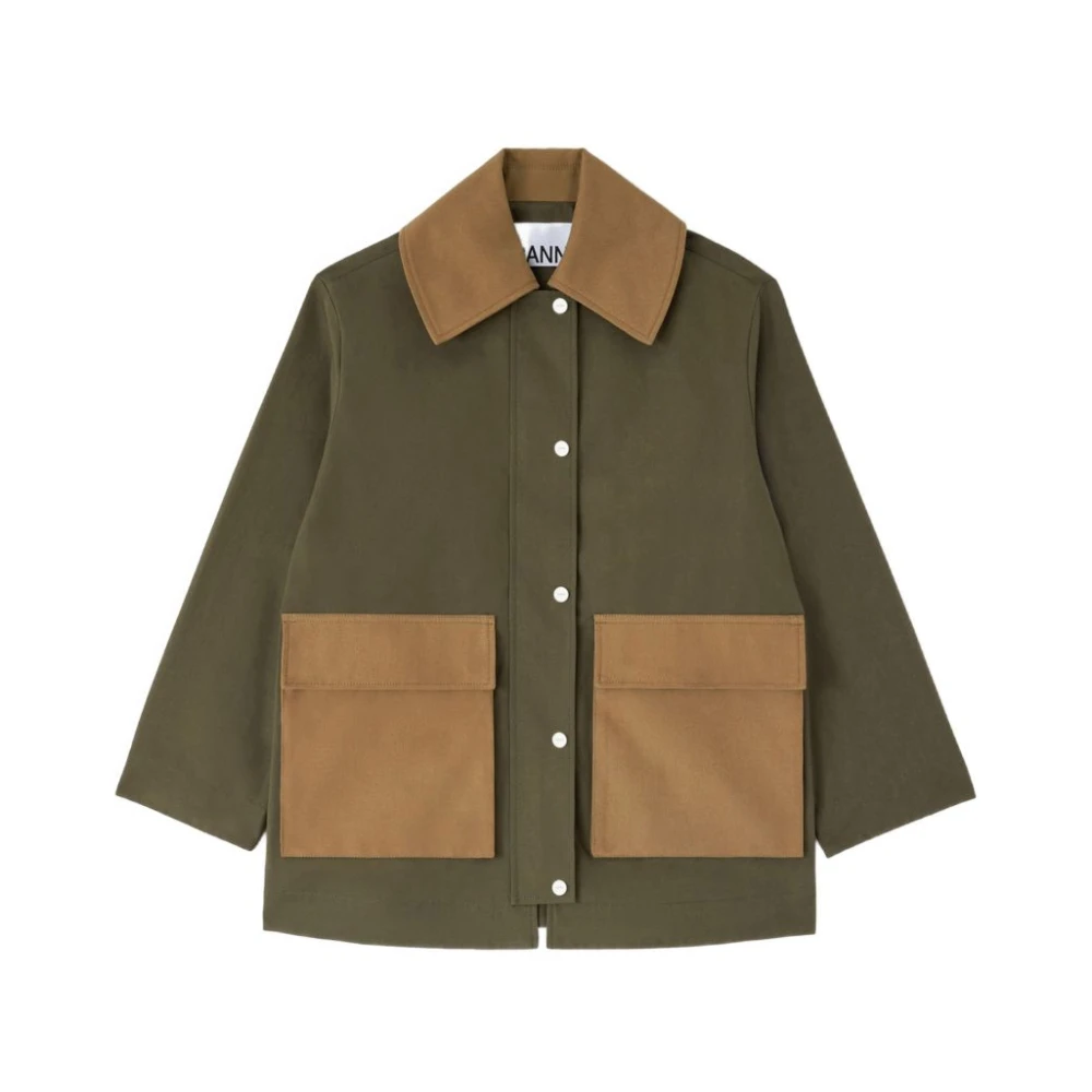 Ganni Green Light Jackets, Female, S/M, Light Jacket