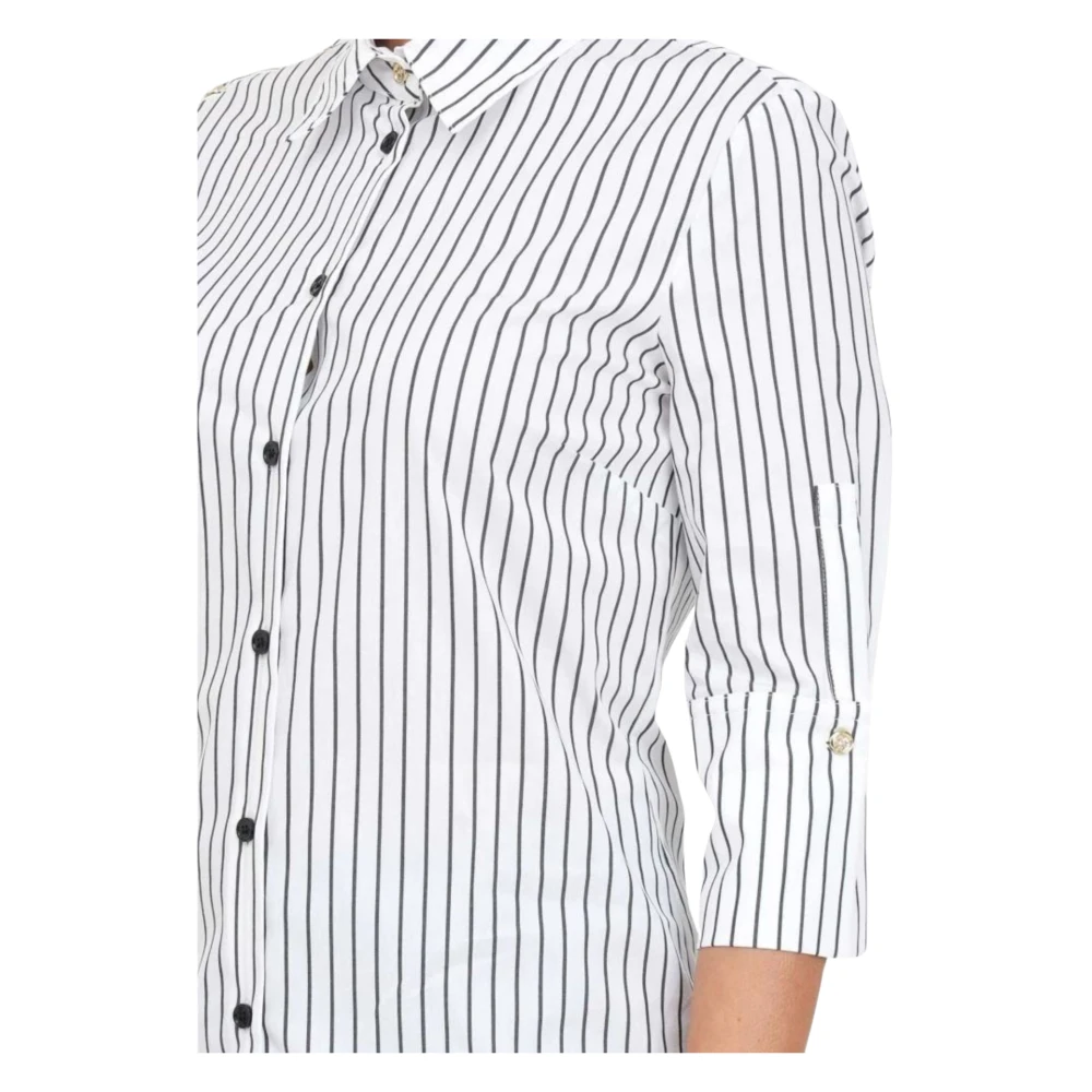 pinko Witte Gestreepte Popeline Overhemd White Dames