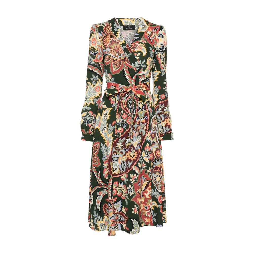 ETRO Bloemen Paisley Print Midi Jurk Green Dames