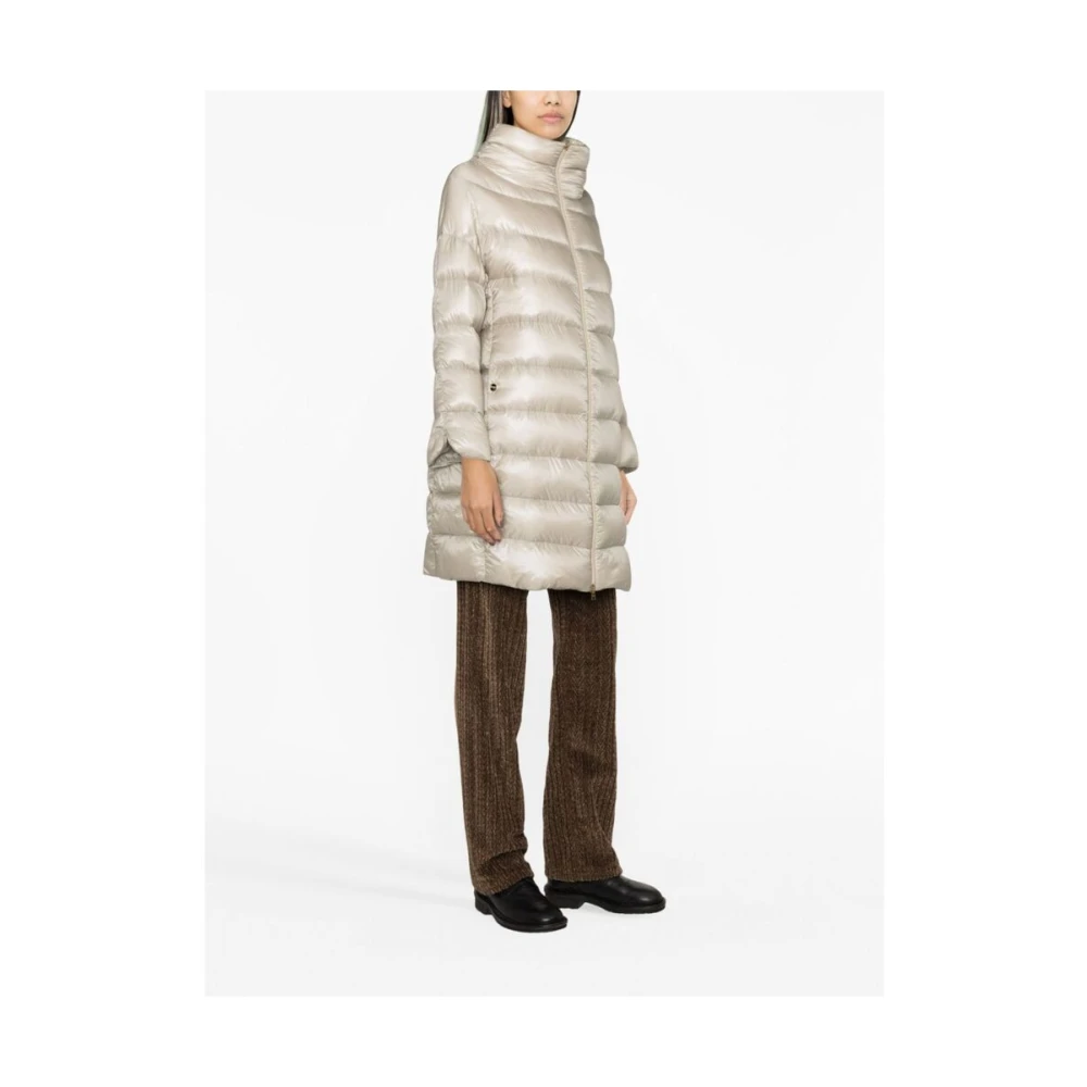 Herno Gewatteerde Jas met Opstaande Kraag Beige Dames