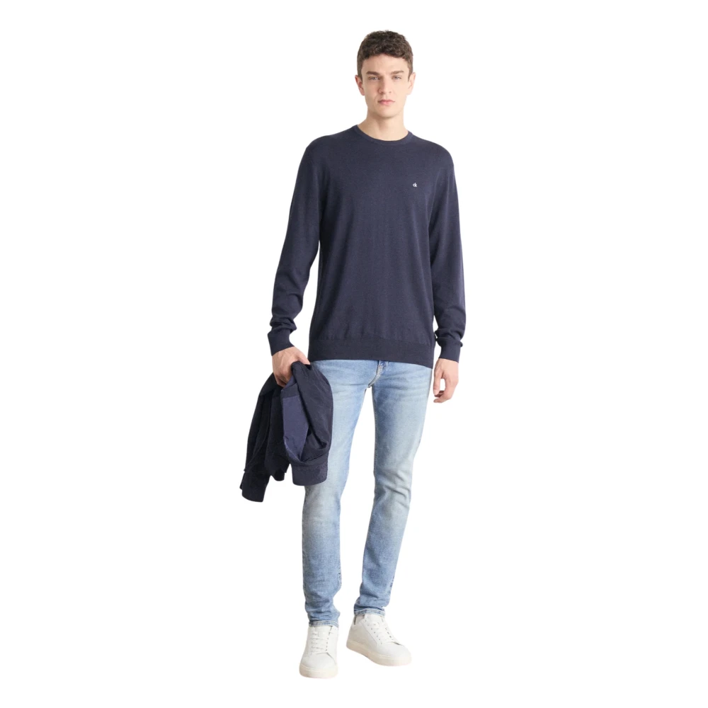 Calvin Klein Blauwe Trui Moderne Stijl Biologisch Katoen Blue Heren