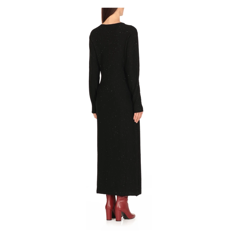 Antonelli Firenze Zwarte Kasjmier Jurk met Lurex Details Black Dames