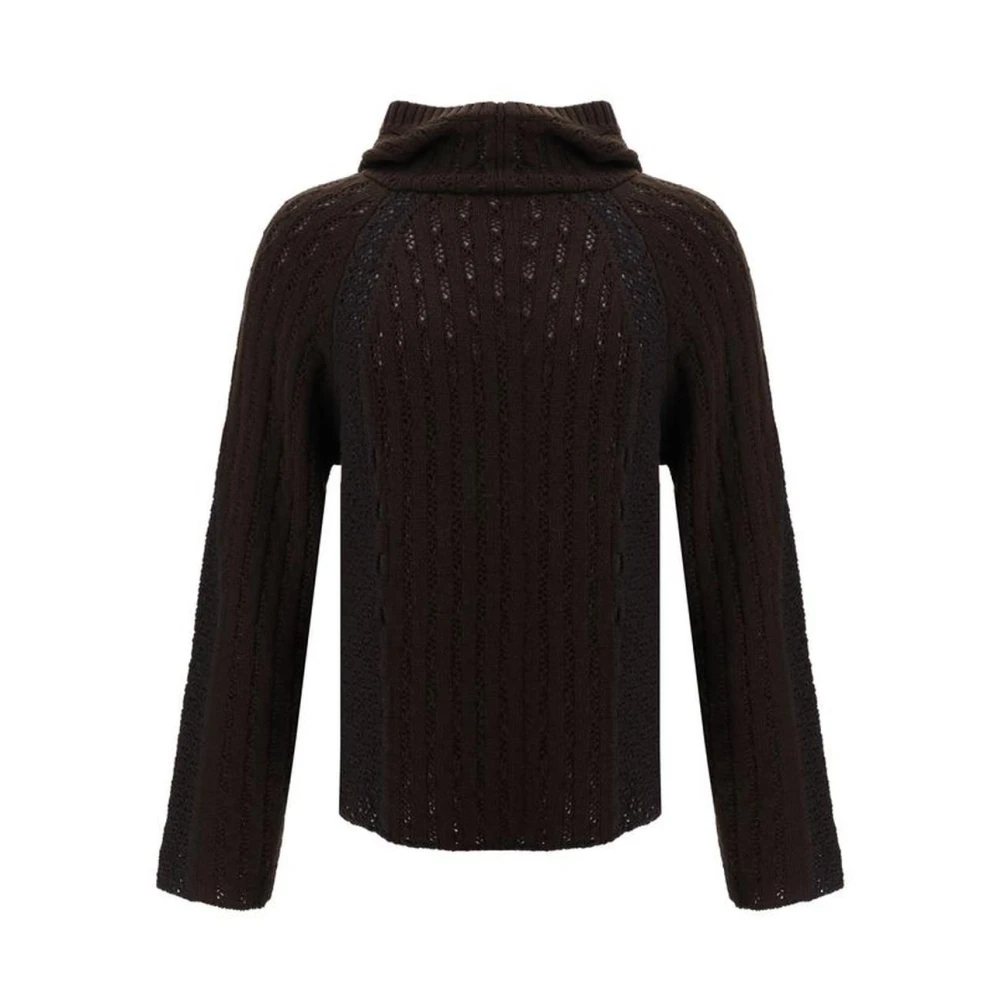 ROA Monochrome Hooded Wollen Trui Brown Heren