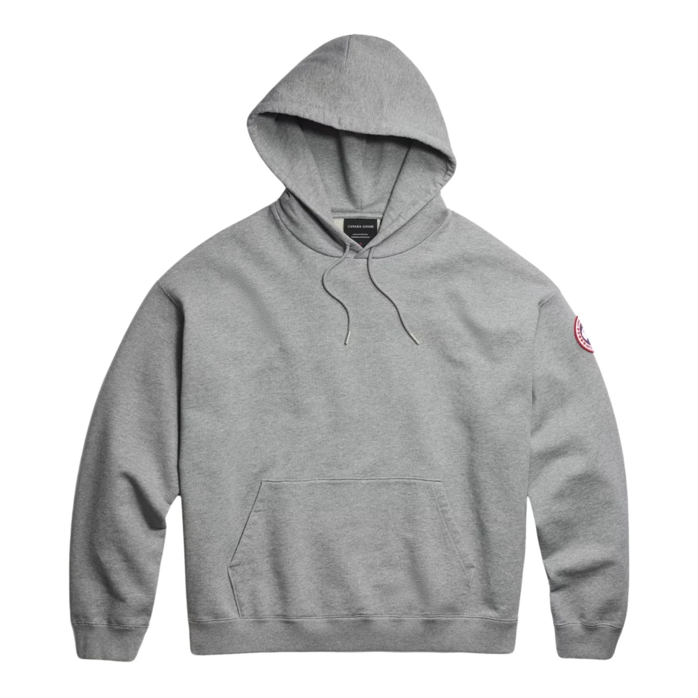 Canada Goose Men's Gray Hoodies, M, Logo-Patch Hoodie