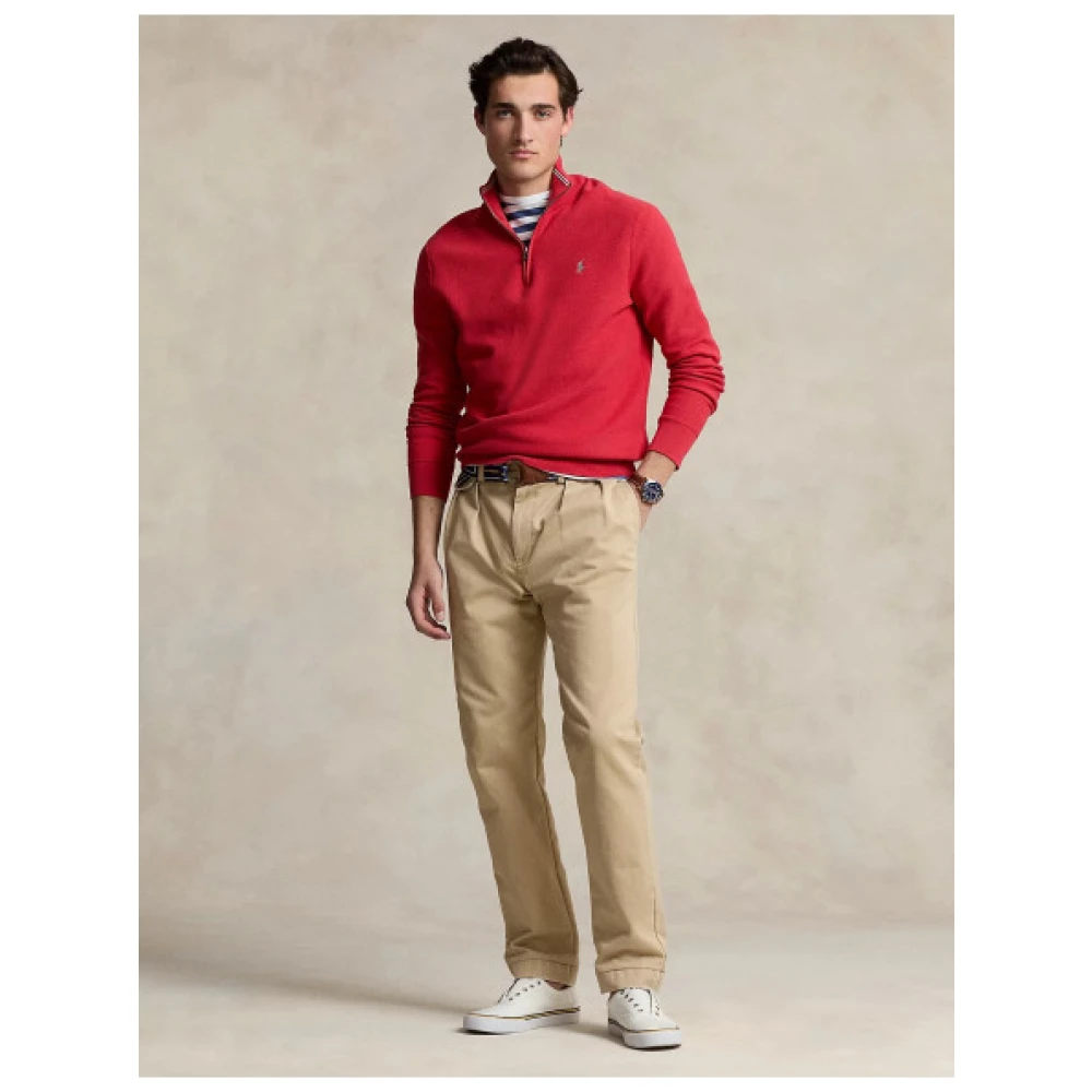 Polo Ralph Lauren Zip Polo Sweater Red Heren