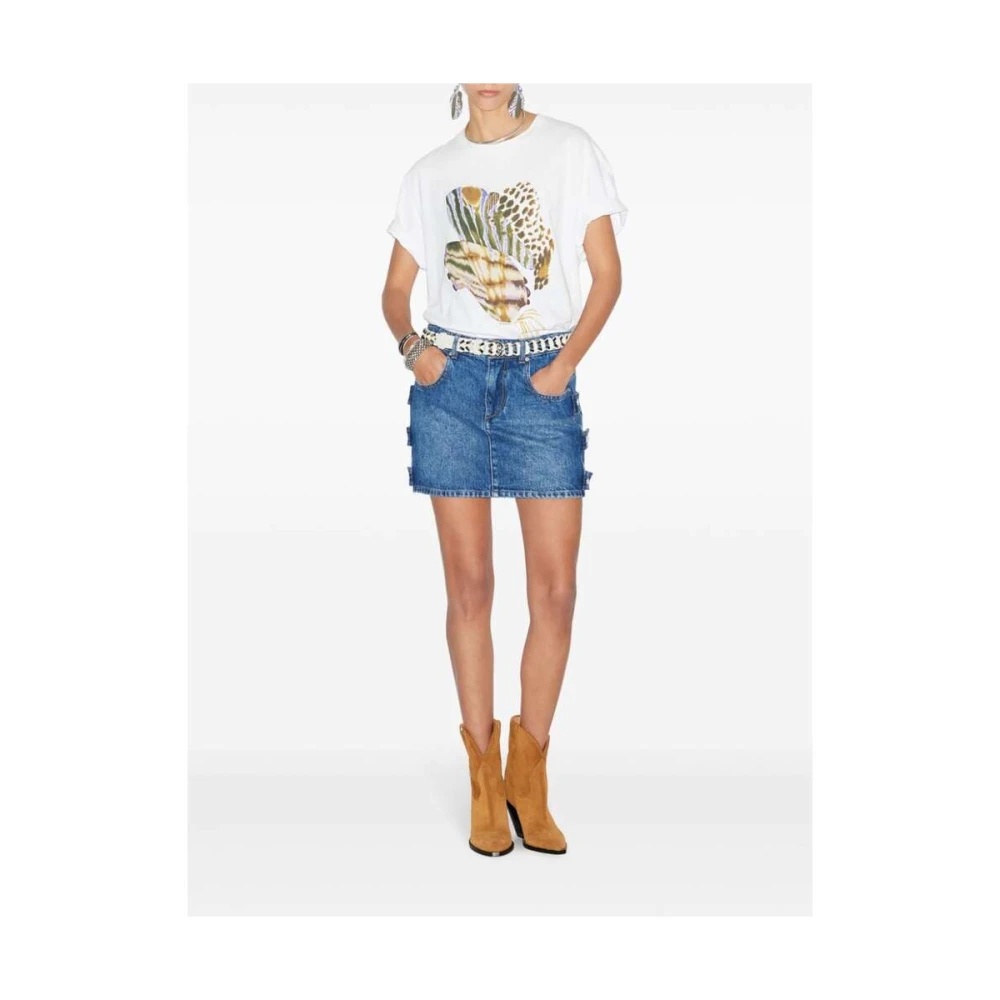 Isabel Marant Étoile Blauwe Denim Rok met Logopatch Blue Dames