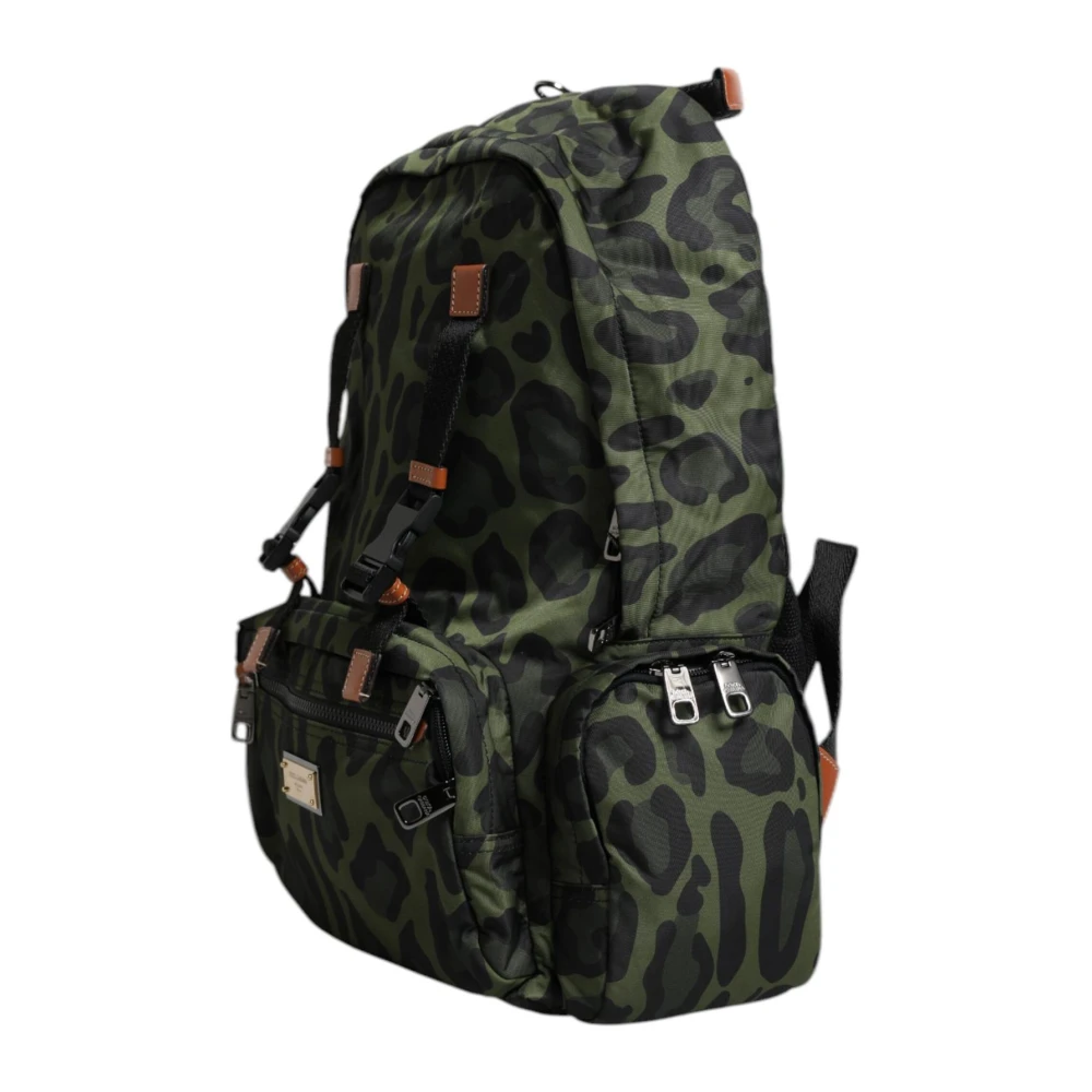 Dolce & Gabbana Luipaardprint Nylon Reisrugzak Green Heren
