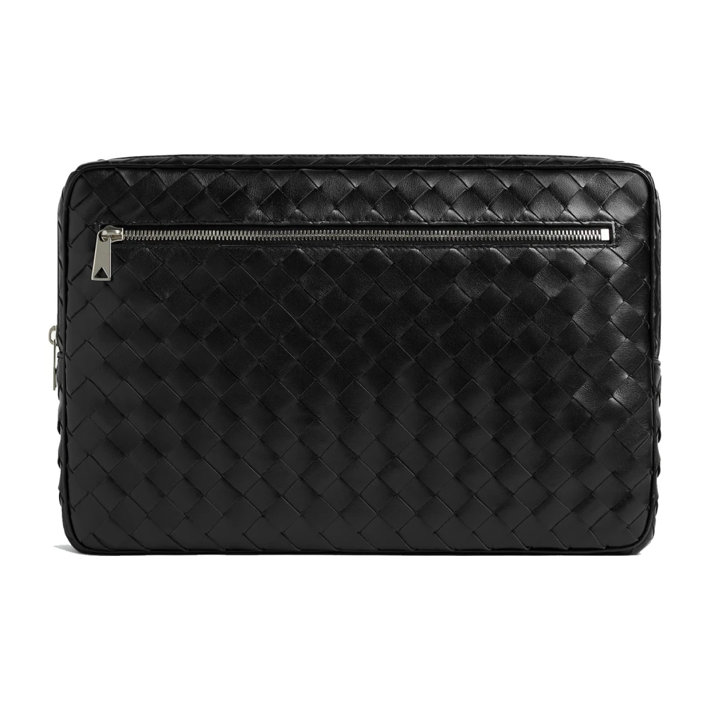 Bottega Veneta Intrecciato Rits Laptoptas Tas Black Heren