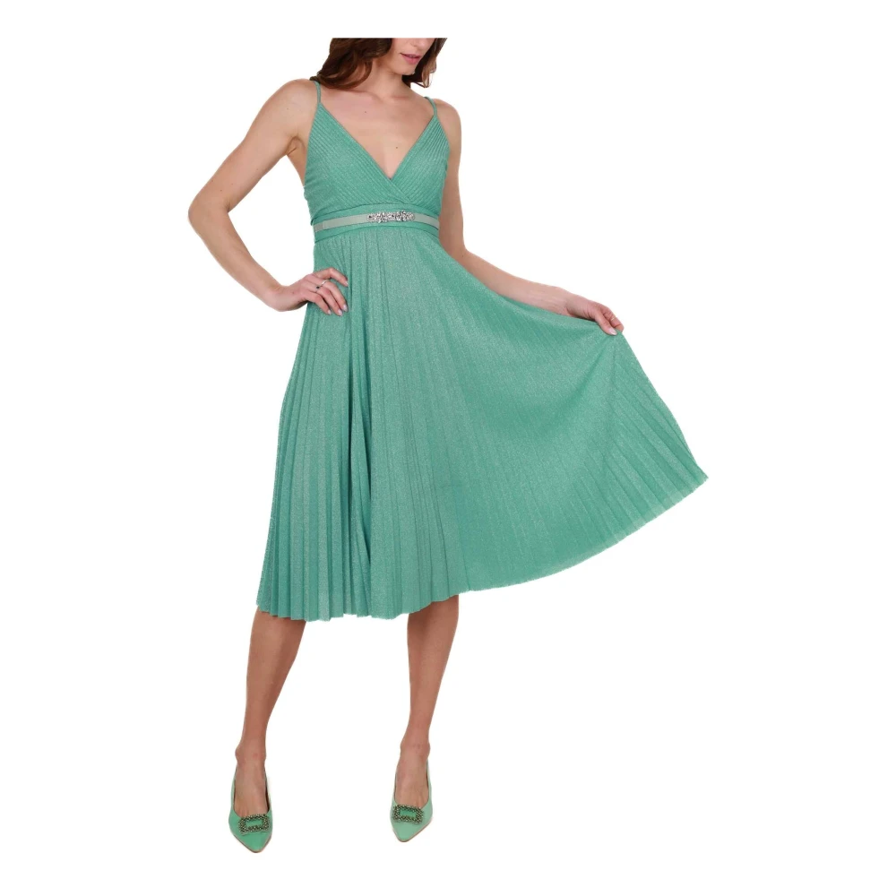 Liu Jo Korte Lurex Jersey Jurk Aquamarijn Blue Dames