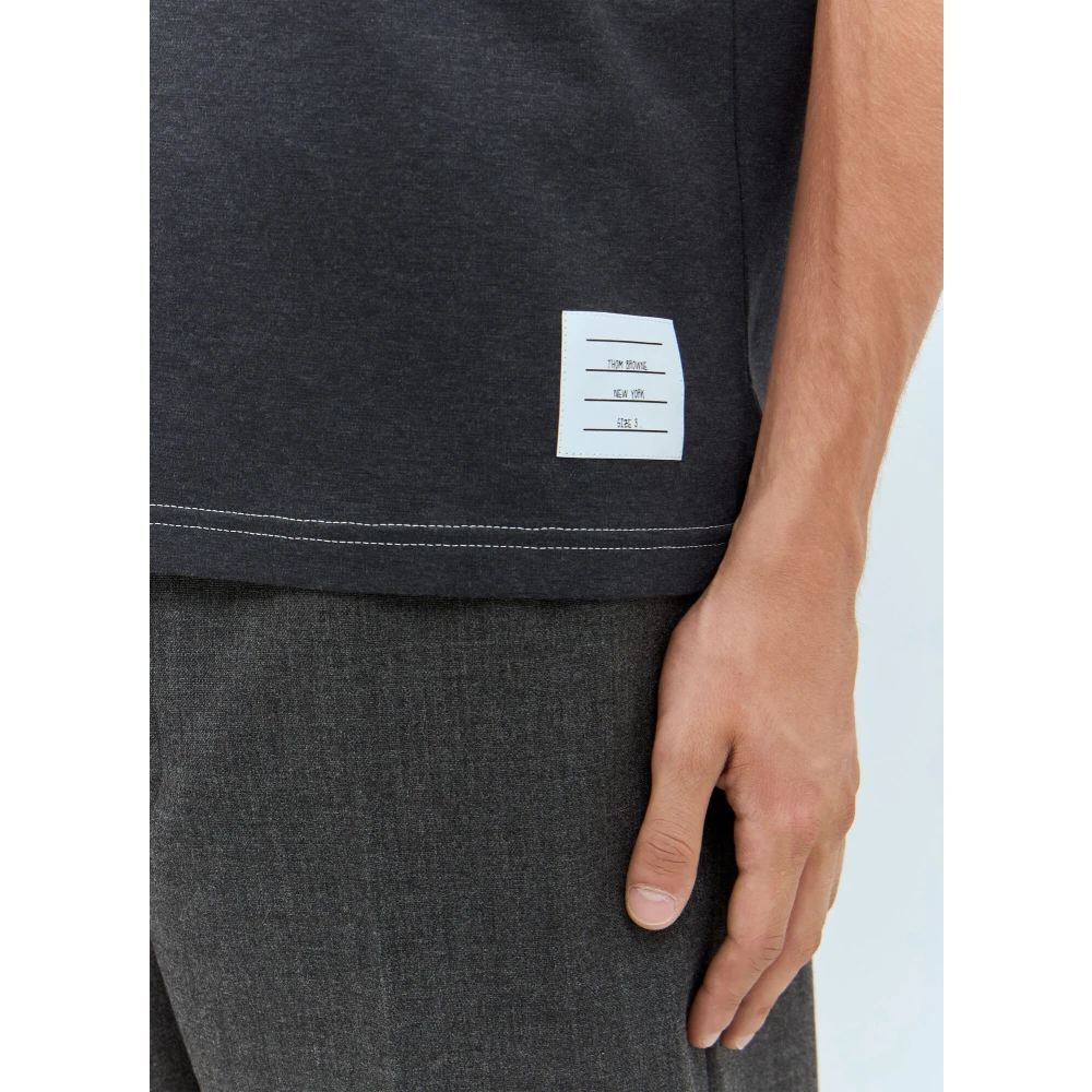 Thom Browne Katoenen Jersey Crewneck T-Shirt Gray Heren
