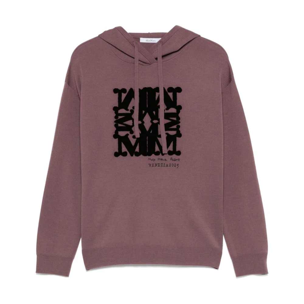 Max Mara Paarse Sweater met Trekkoord Capuchon Purple Dames