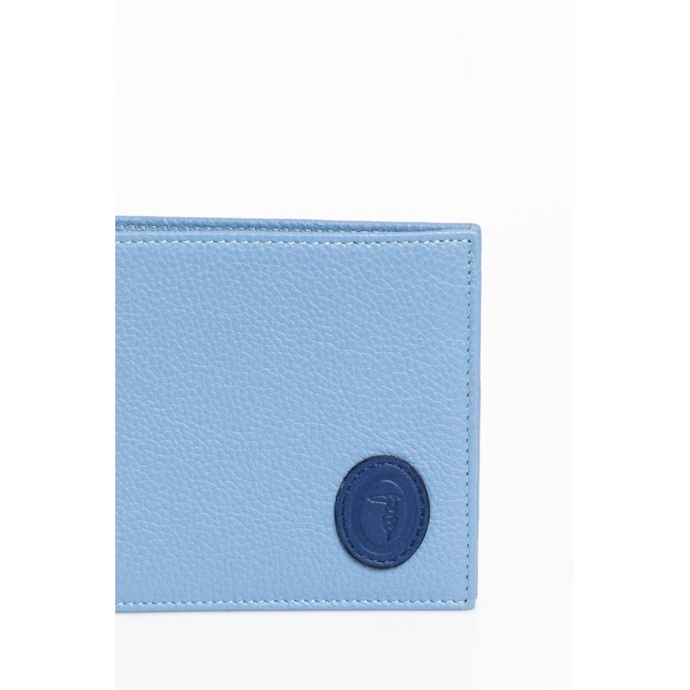 Trussardi Leren Portemonnee met Frontaal Logo Blue Heren