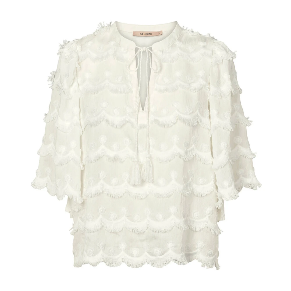 RUE de Femme Fiorella Blouse met bohemien touch White Dames