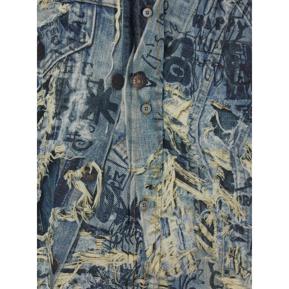 Acne Studios Blauw All-Over Print Logo Shirt Multicolor Heren