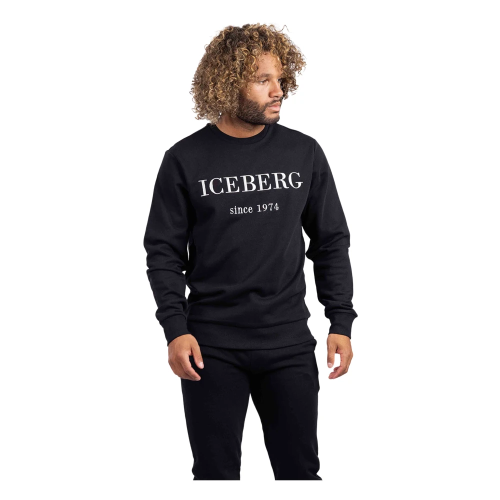 Iceberg Geborduurde Logo Sweater Heren Zwart Black Heren