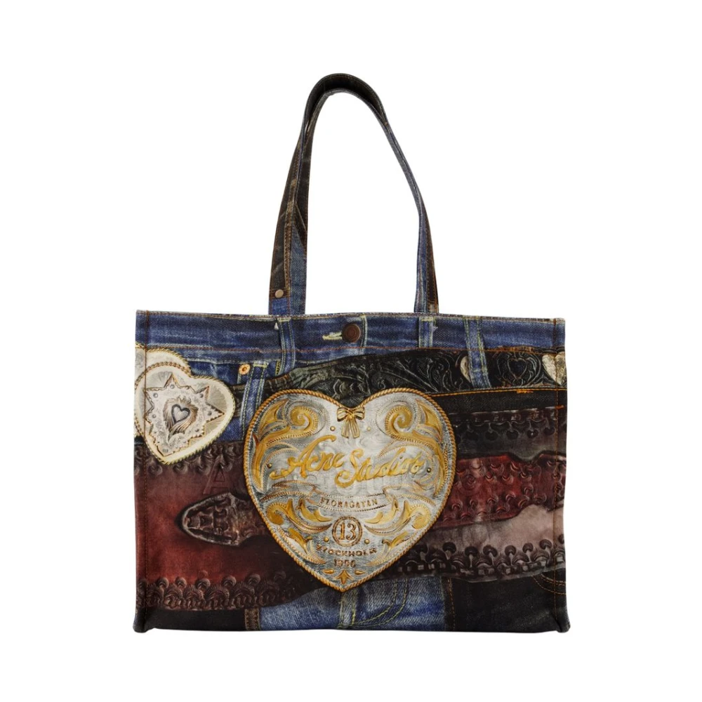 Acne Studios Women's Multicolor Blue Cowboy Heart Shopper Bag - Shopping Bags - One Size - Bags