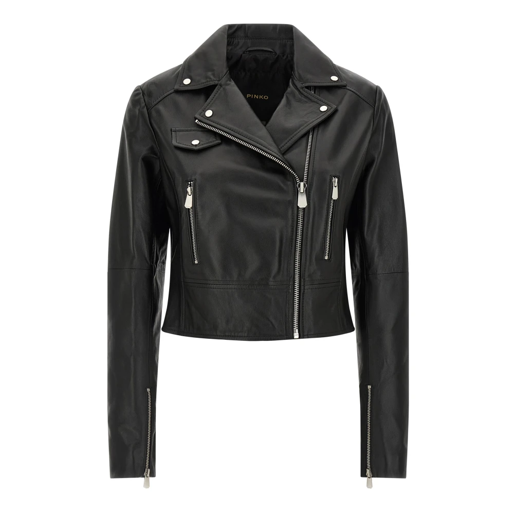 Pinko Women's Black New Sensibile Nappa Jacket - Leather Jackets - M - Jackets