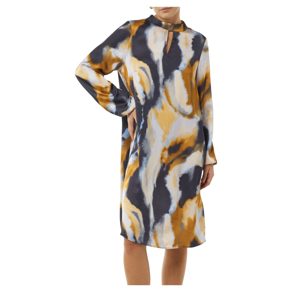 comma Gemarmerde jurk met opstaande kraag Multicolor Dames