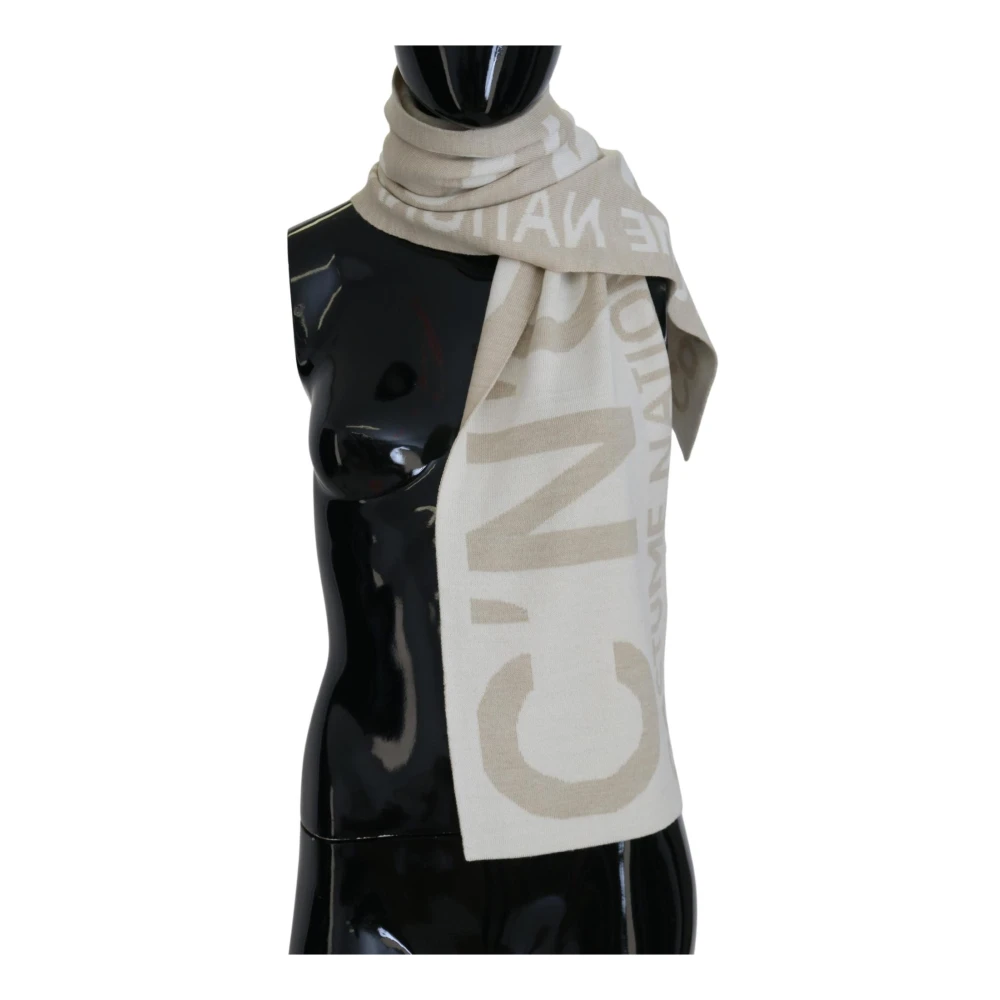 Costume National Logo Wrap Warmer Shawl Scarf Beige Dames