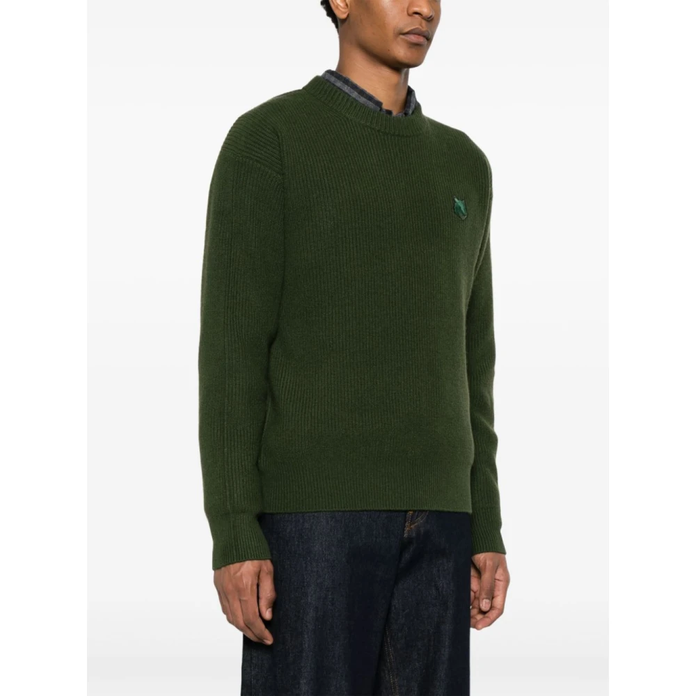 Maison Kitsuné Bosgroene Vos Motief Trui Green Heren