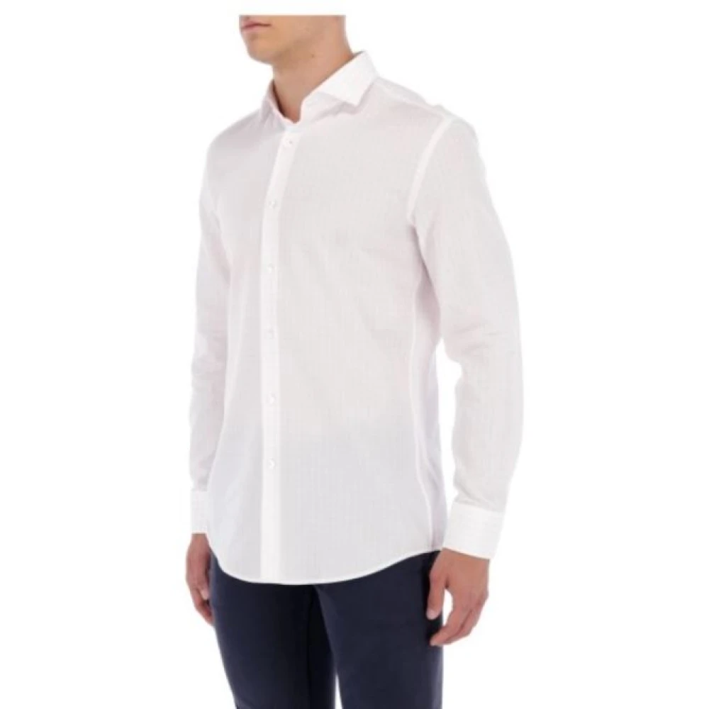 Hugo Boss Witte Slim Fit Overhemd met Geknoopte Manchetten White Heren