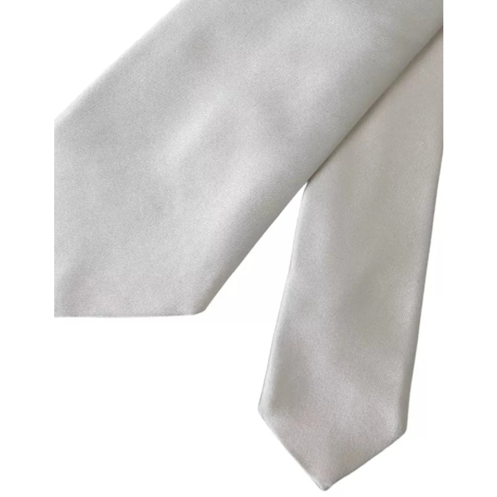 Dolce & Gabbana Witte Zijden Stropdas voor Mannen White Heren