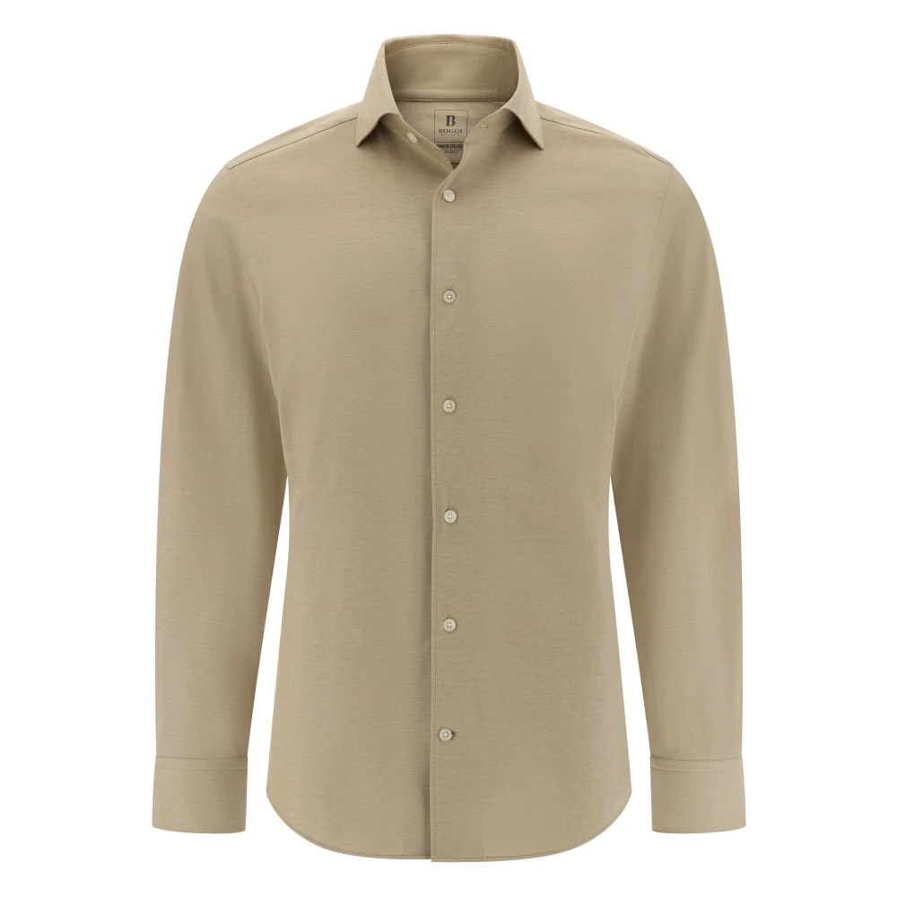 Boggi Milano Beige Regular Fit Japansk Jersey Pikétröja