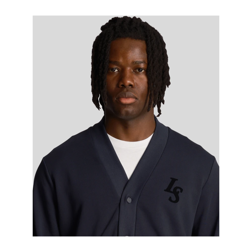 Lyle & Scott Clubembleem Baseball Cardigan Blue Heren