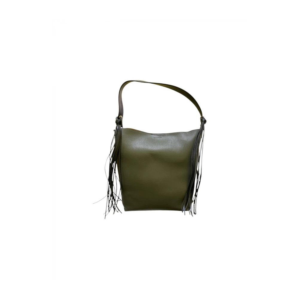 Pennyblack Bicolore Hobo Tas met Suède Effect Green Dames