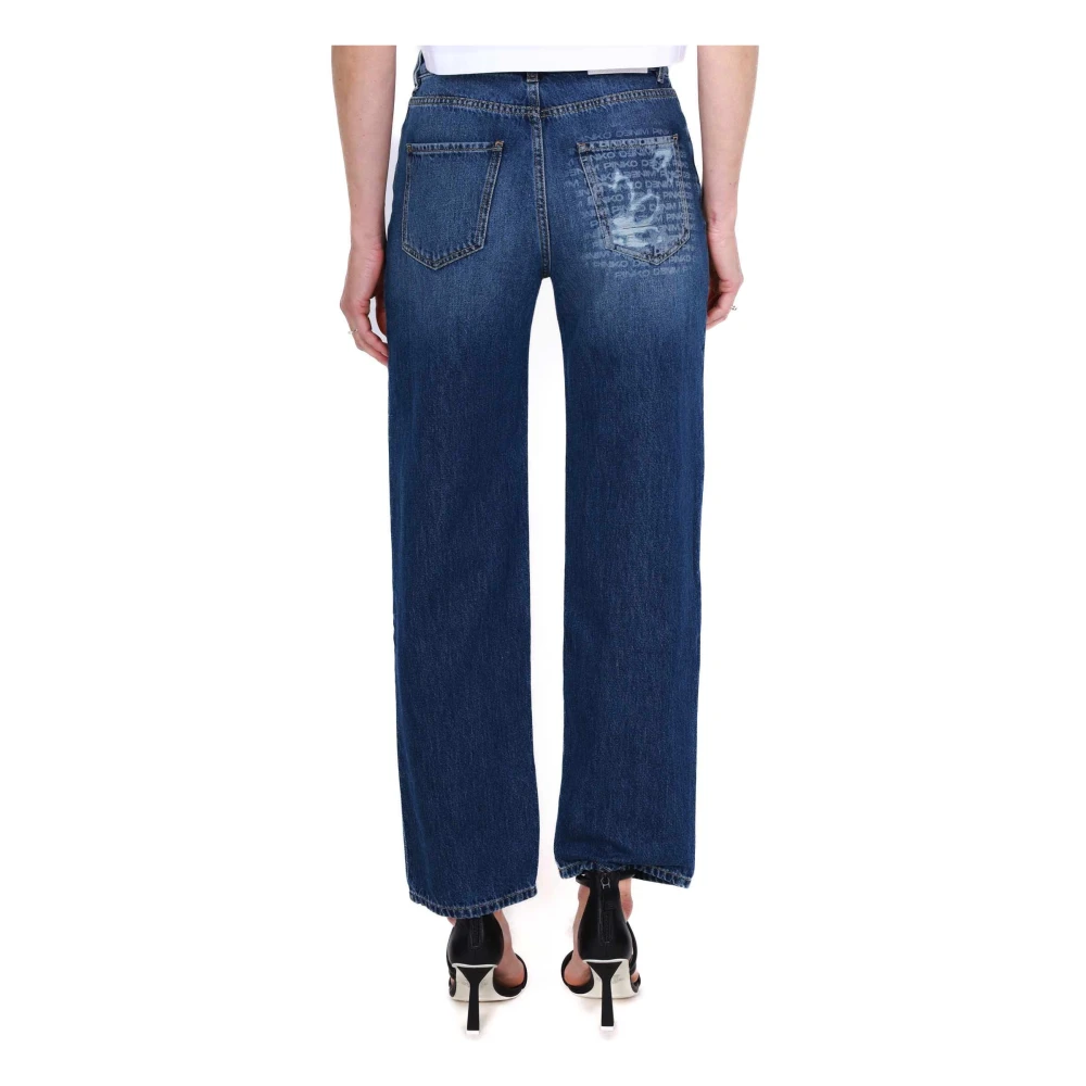 pinko Blauwe Denim Boyfriend Jeans met Distressed Details Blue Dames