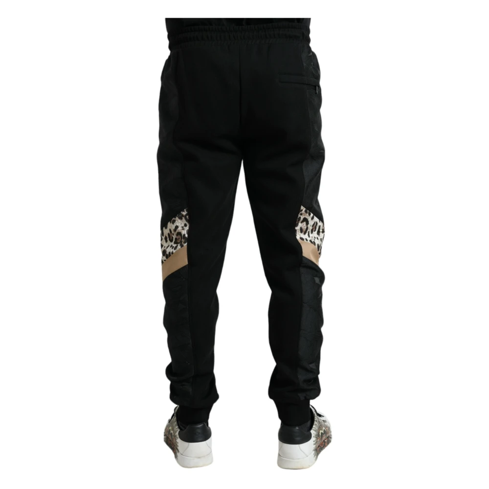 Dolce & Gabbana Elegante Zwarte Luipaard Jogger Broek Black Heren