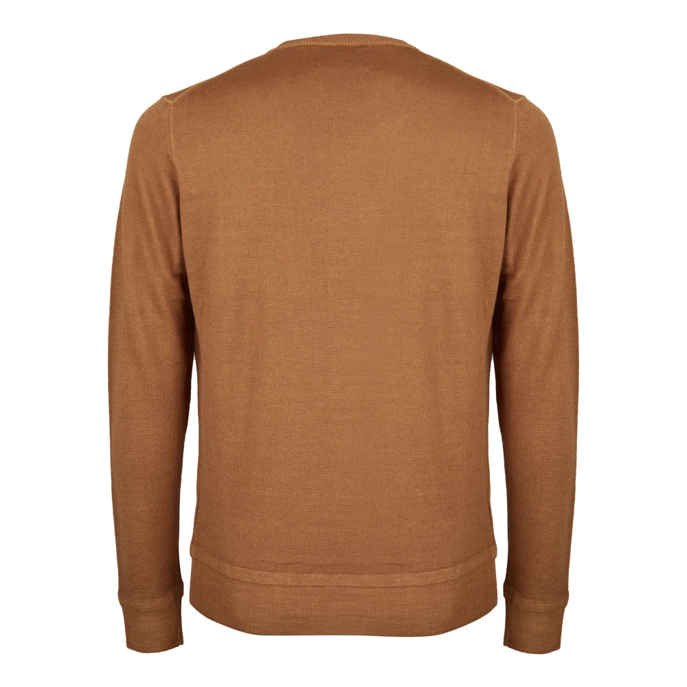 Gallo Luxe Wol Crew-Neck Sweater Brown Heren