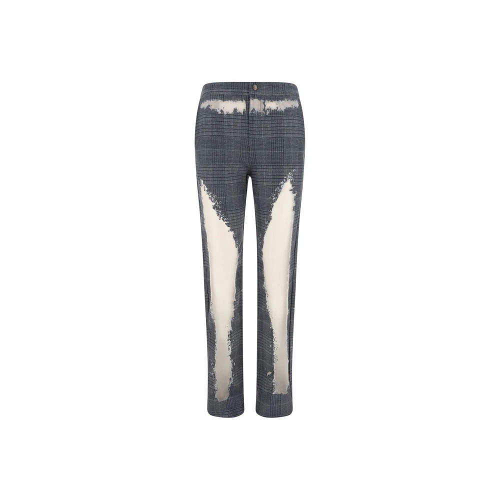 Diesel Geruite Patroon Flare Katoenen Broek Scheur Detail Gray Dames