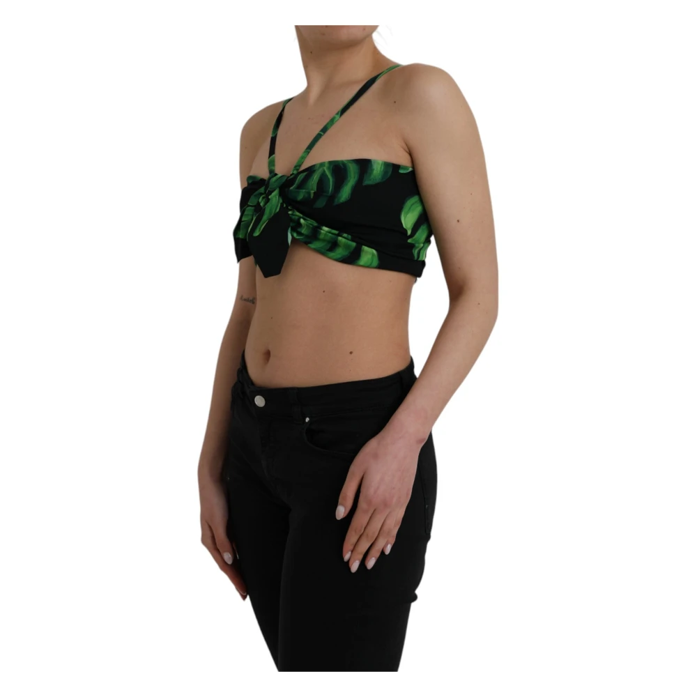 Dolce & Gabbana Bladprint Halternek Crop Top Multicolor Dames