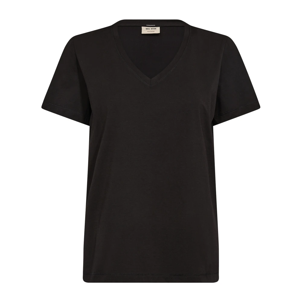 MOS MOSH Zwarte V-hals Basic Tee Black Dames