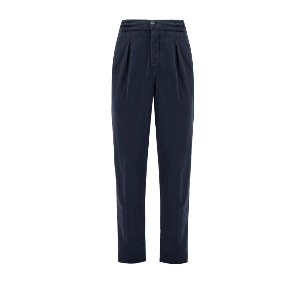 Kiton Blauwe Jogger Broek in Lyocell Blue Heren