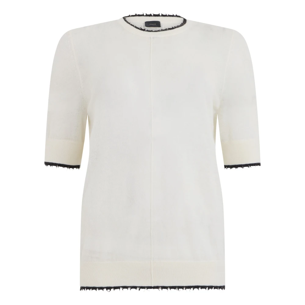 Pinko Crew Neck T-Shirt - Female - Round-Neck Knitwear - White - S - Knitwear