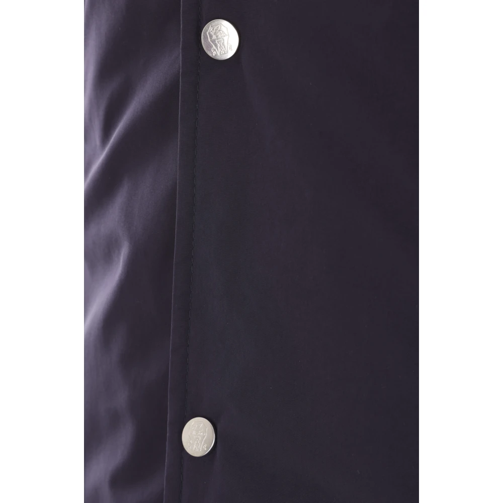 BRUNELLO CUCINELLI Blauwe Gewatteerde Jas met Overhemdkraag Blue Heren