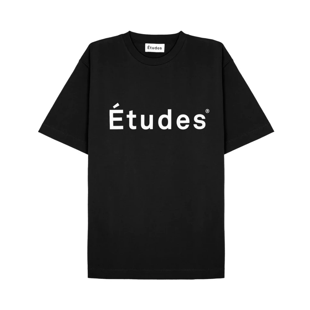 Études Zwarte Jersey Katoenen T-shirt met Korte Mouwen Black Heren
