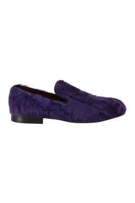 Lyxig Lila Fårskinn Loafers