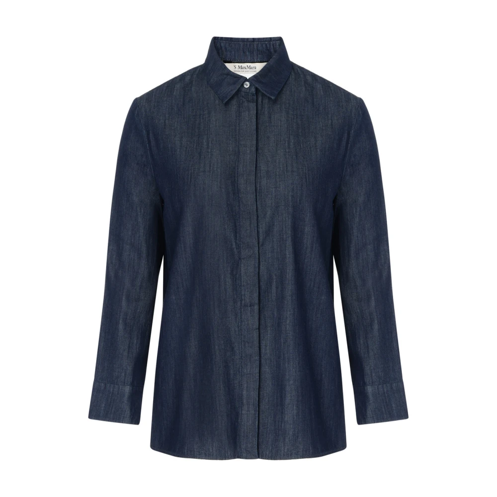 Max Mara Blauwe katoenen denim overhemd Blue Dames